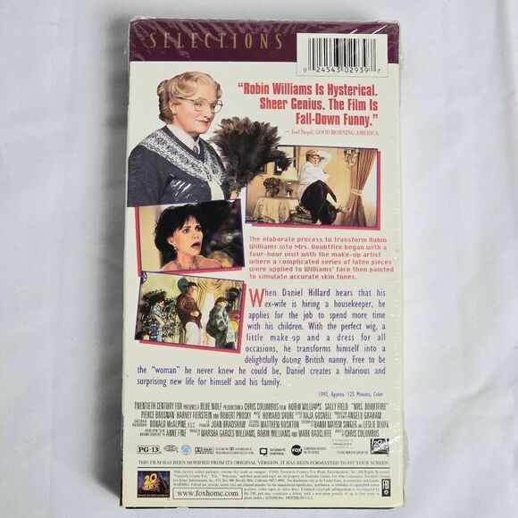 Mrs. Doubtfire VHS (1993) Robin Williams Family Comedy - Picture 2 of 3